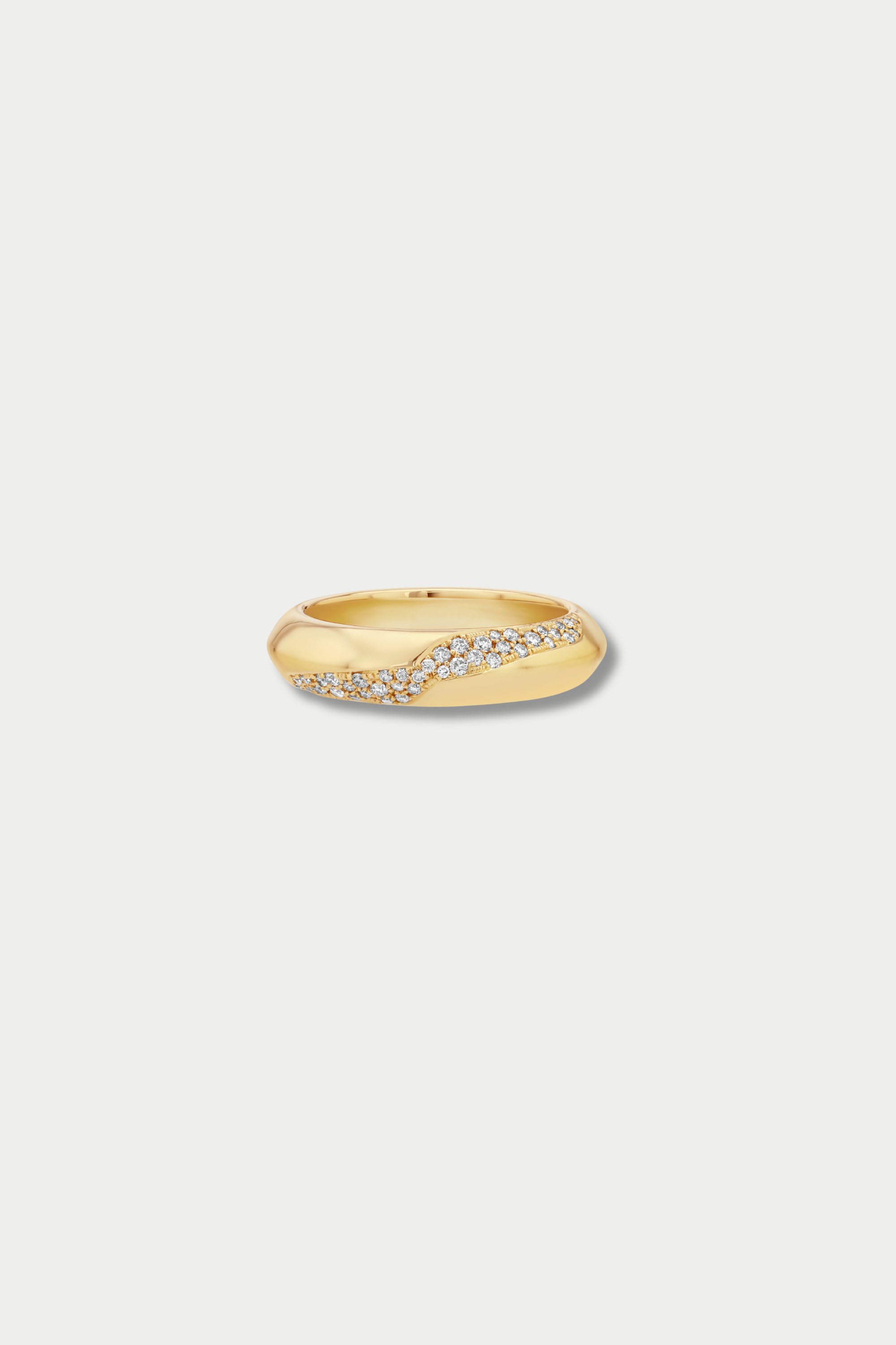 Knife Edge Ring - Contour Pavé, Yellow Gold