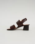 Double Strap Heeled Sandal, Chocolate