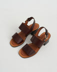 Double Strap Heeled Sandal, Chocolate