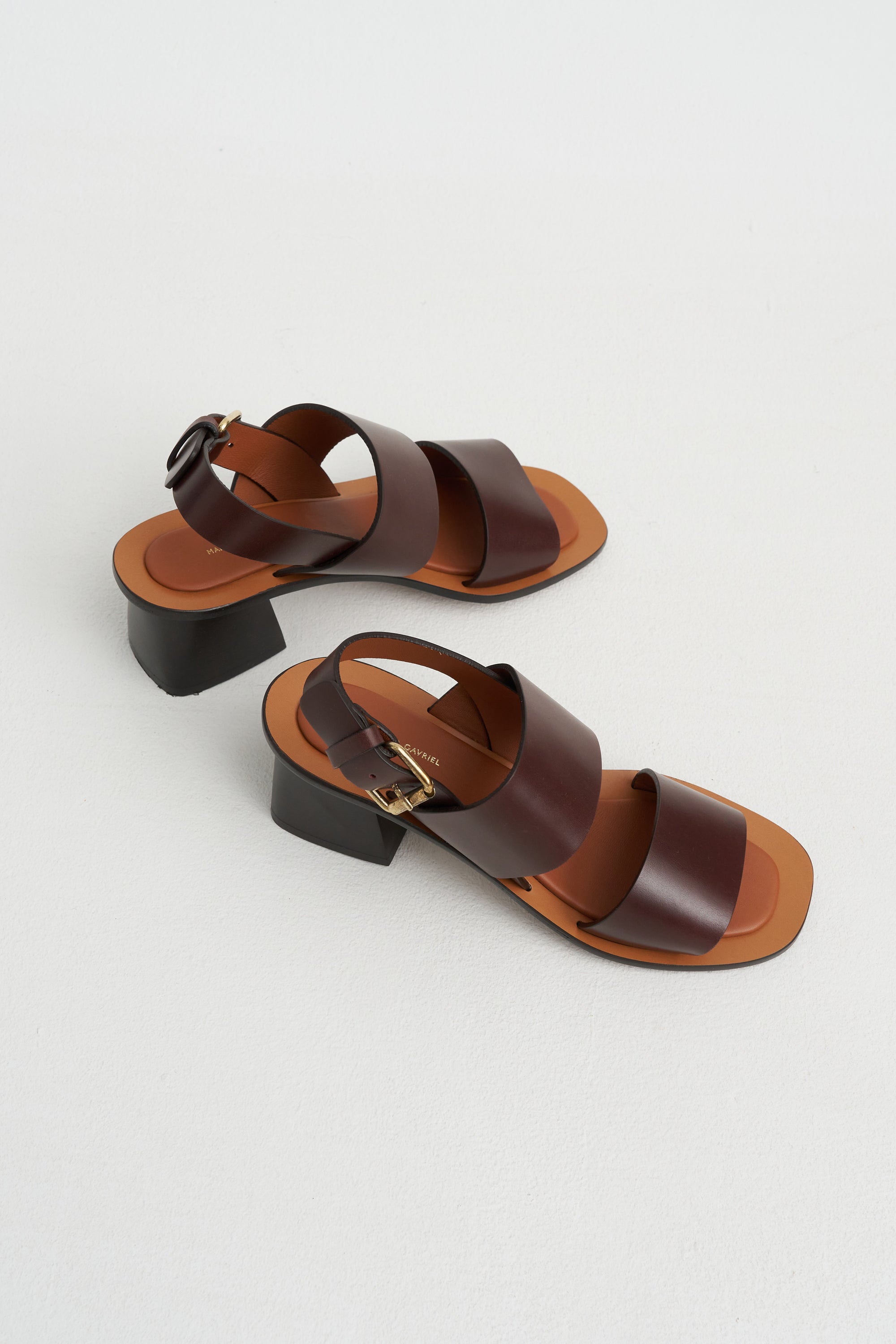 Double Strap Heeled Sandal, Chocolate