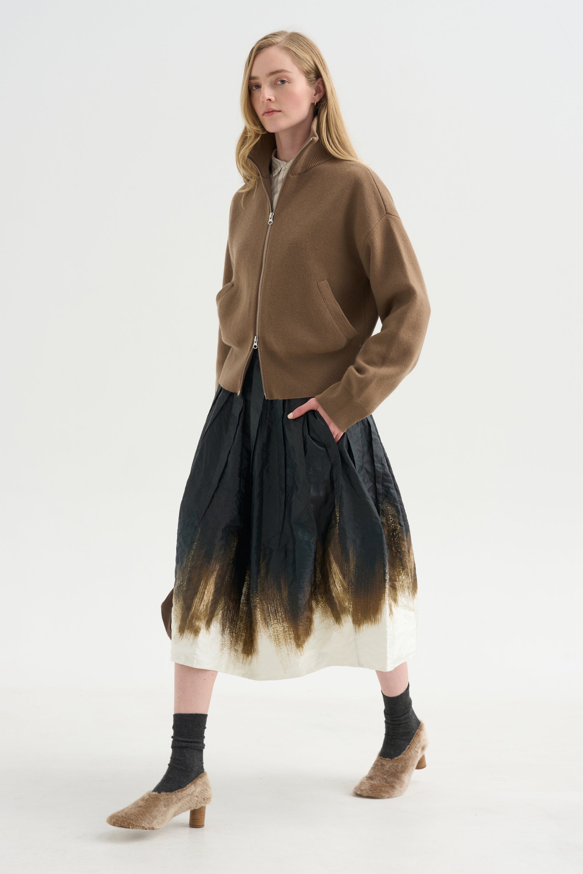 A-Line Skirt, Black Khaki