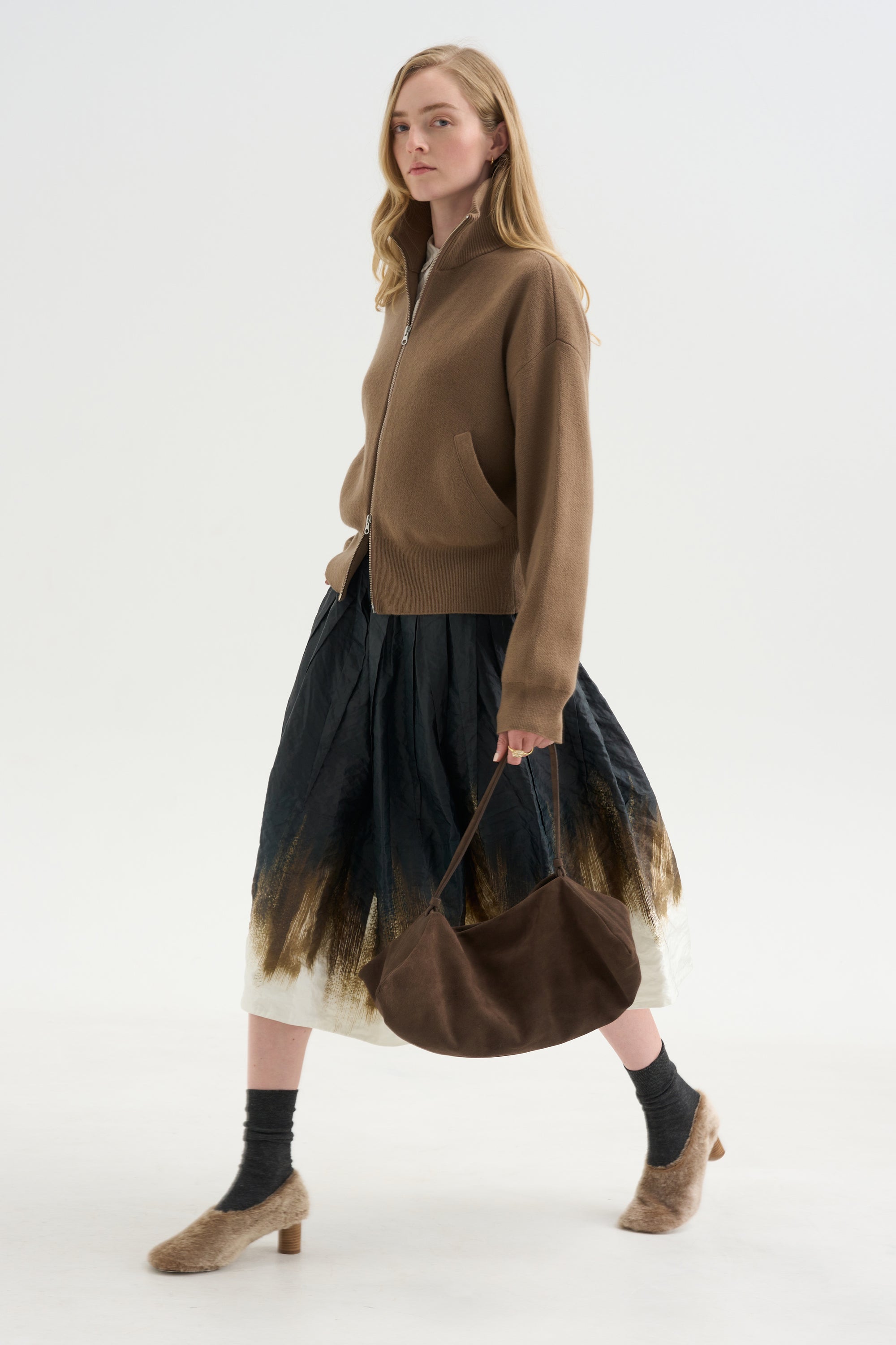 A-Line Skirt, Black Khaki