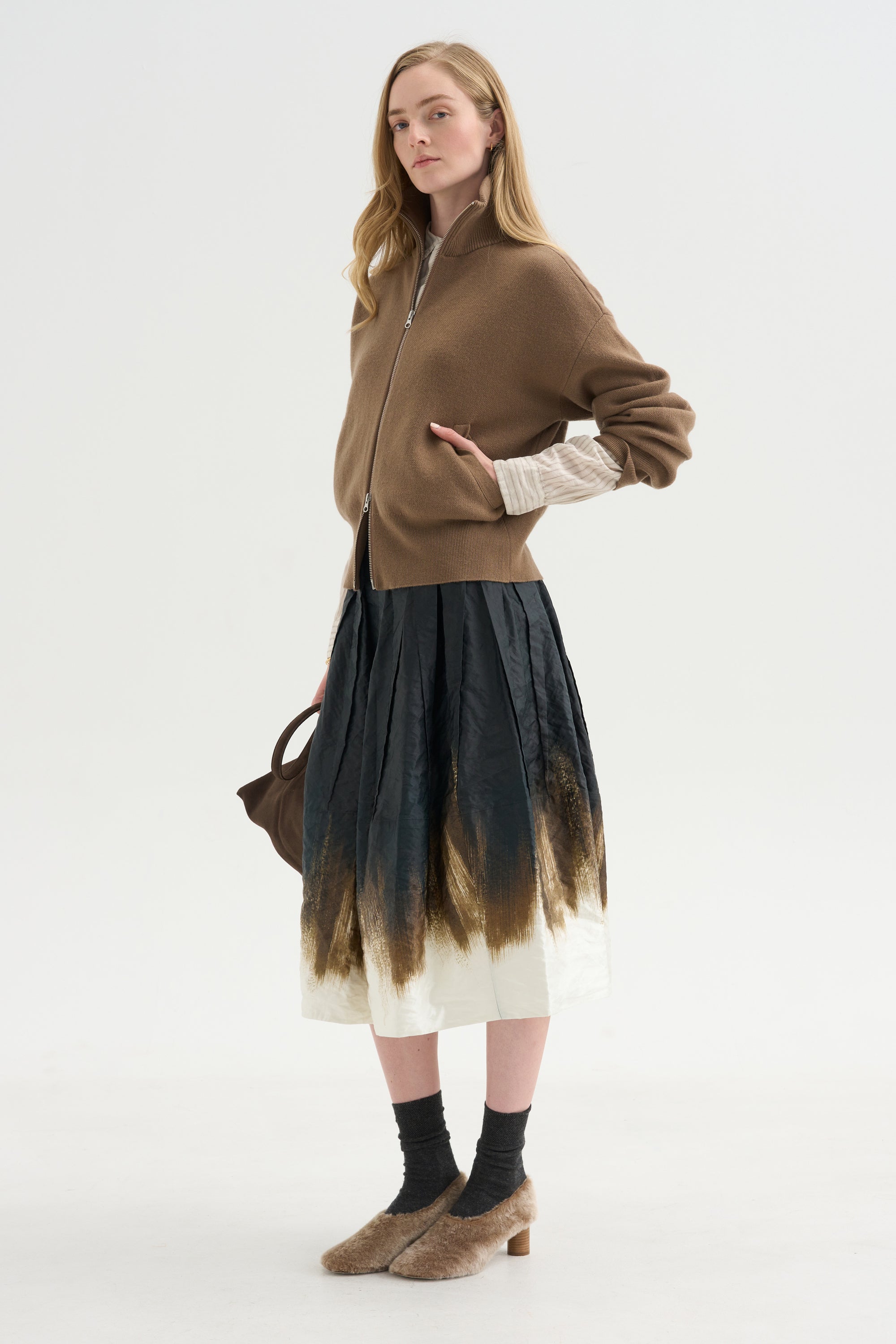 A-Line Skirt, Black Khaki