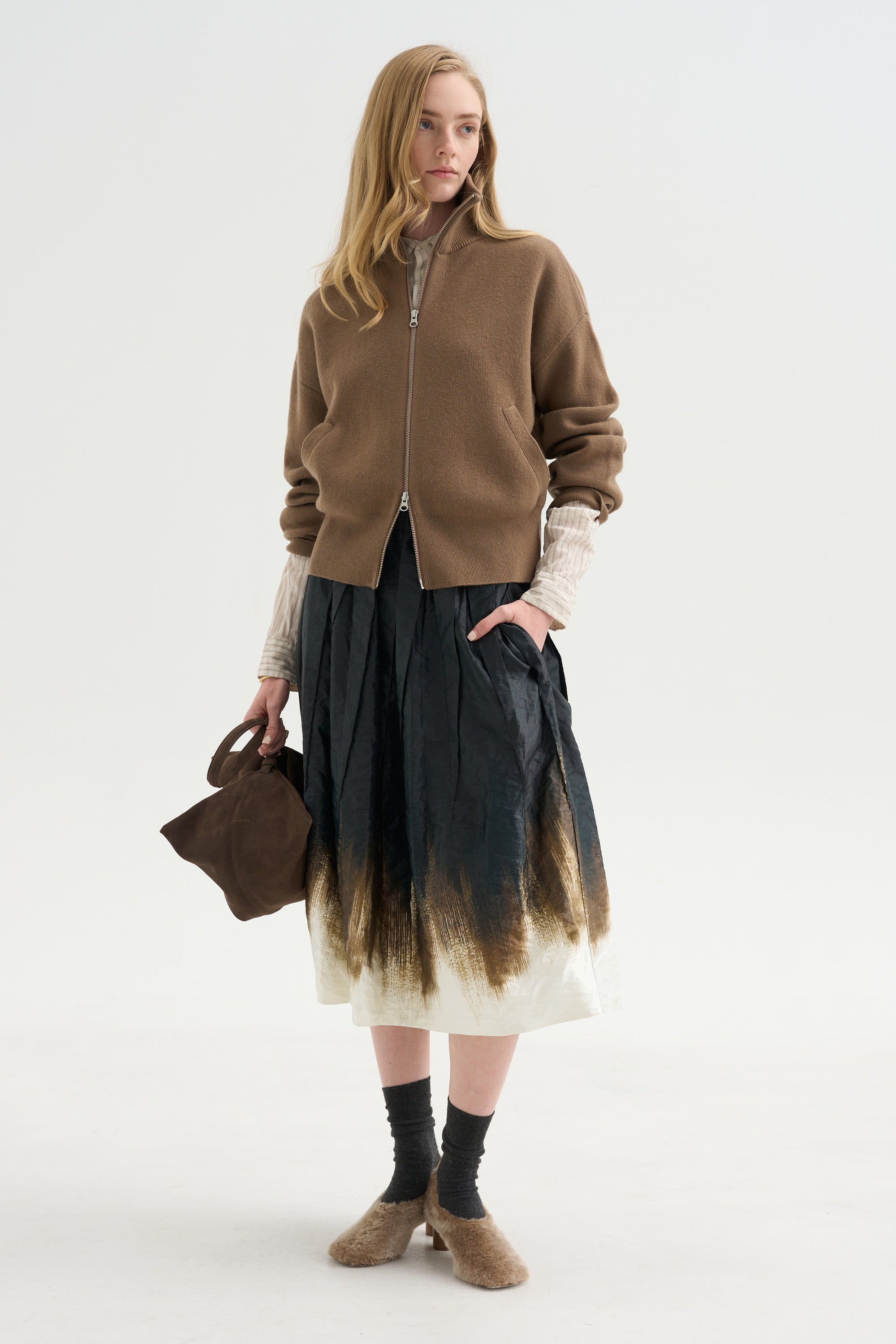 A-Line Skirt, Black Khaki