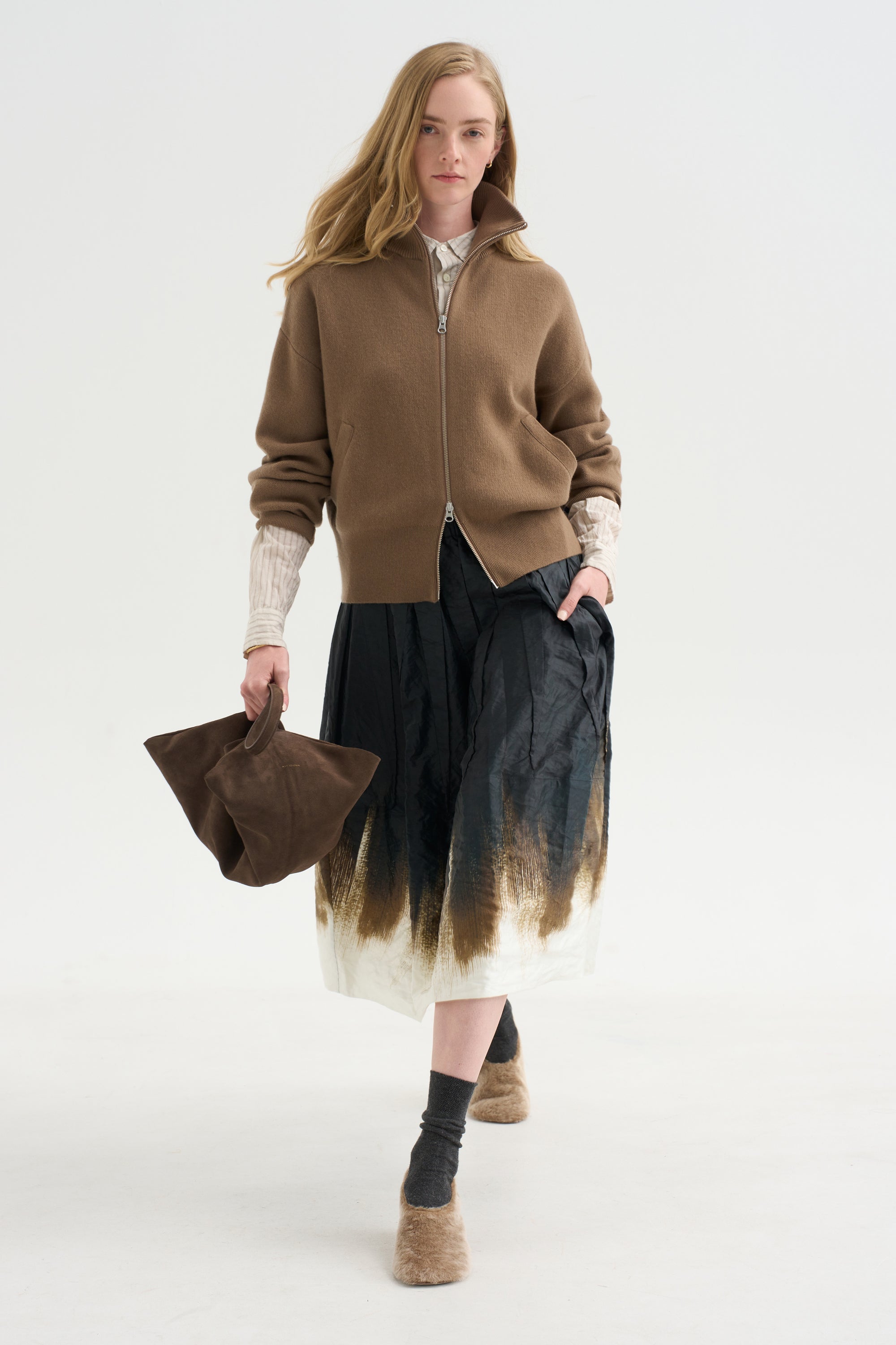 A-Line Skirt, Black Khaki