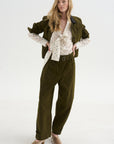 Wide Leg Trousers, Military Green