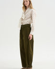 Wide Leg Trousers, Military Green