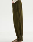 Wide Leg Trousers, Military Green