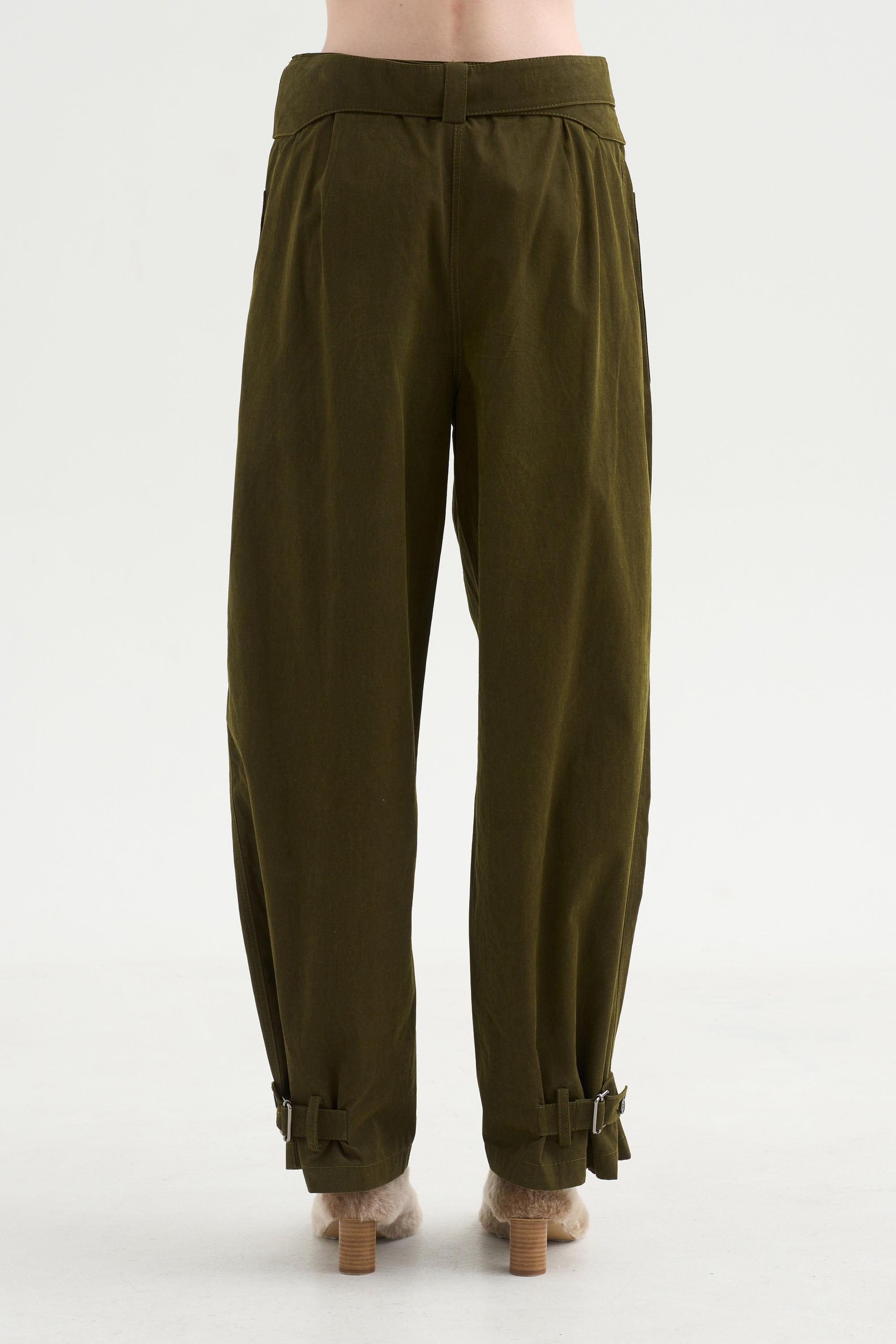 Wide Leg Trousers, Military Green