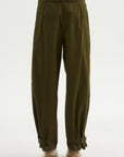 Wide Leg Trousers, Military Green