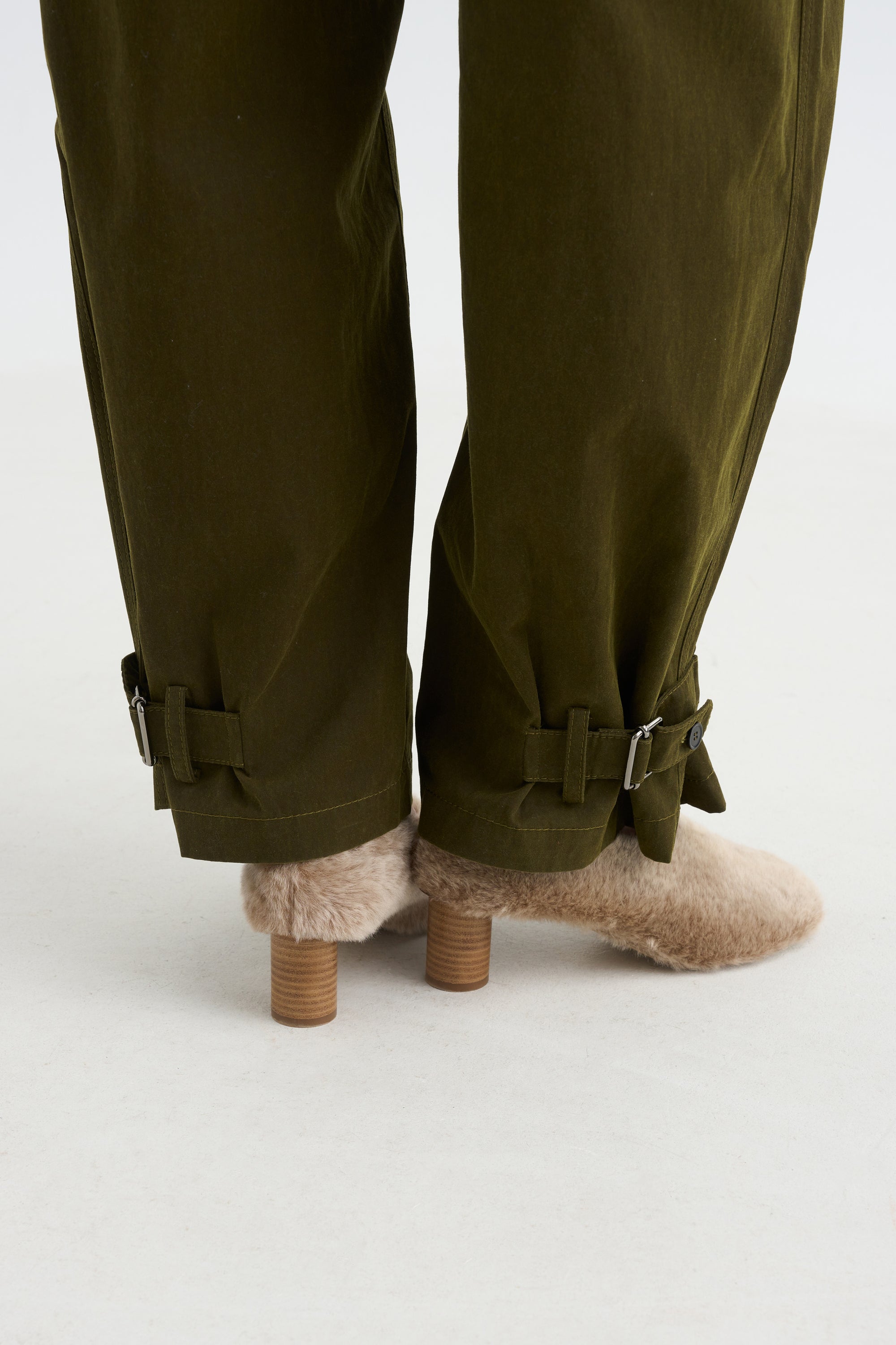 Wide Leg Trousers, Military Green