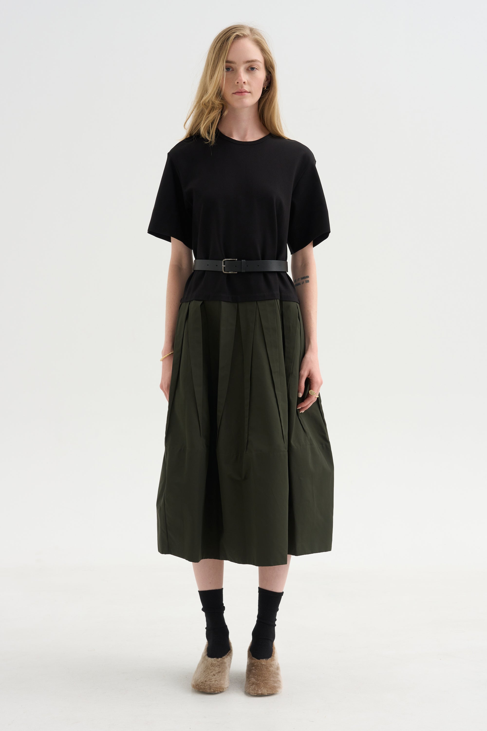Drop-Waist Dress, Black Khaki