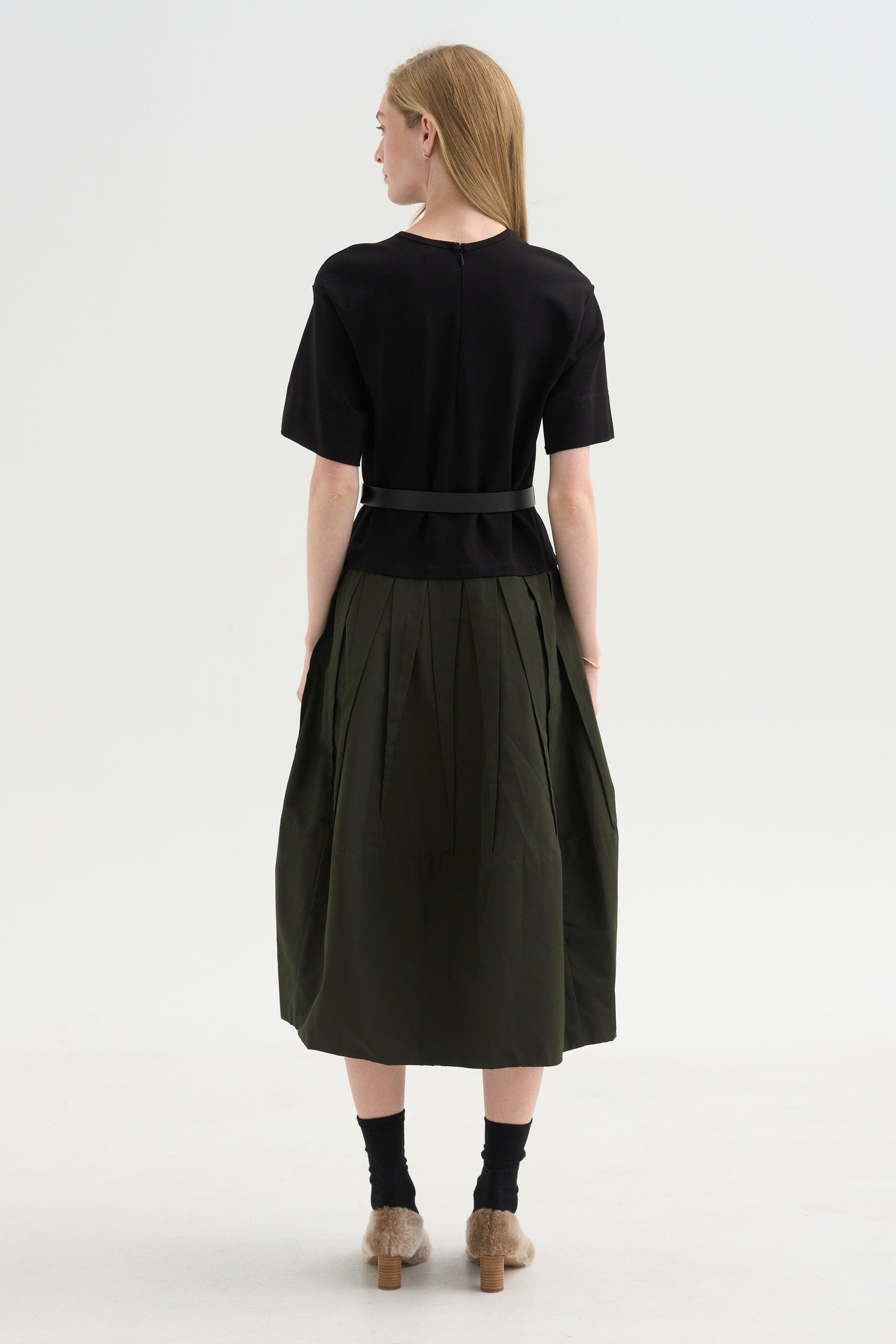 Drop-Waist Dress, Black Khaki