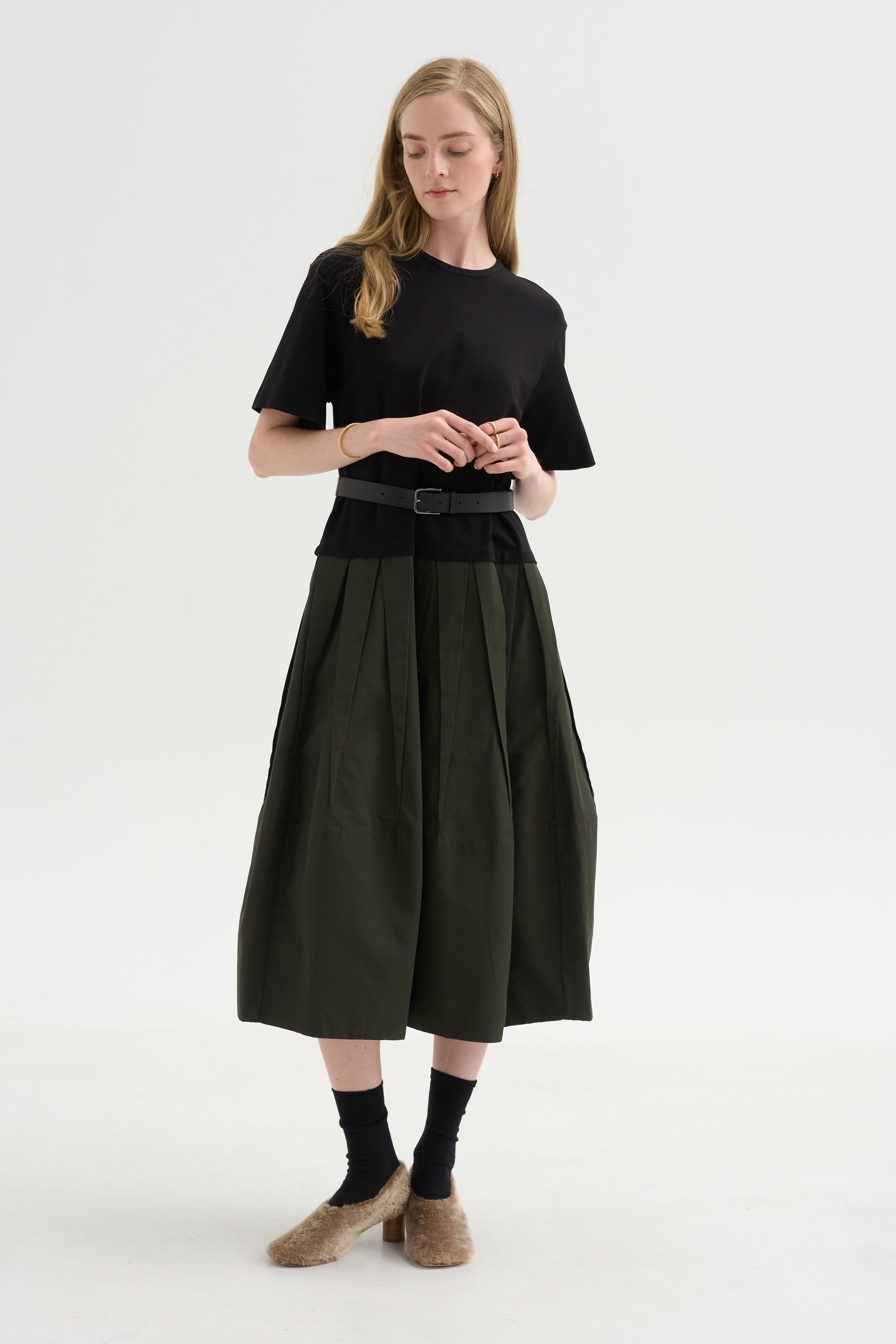 Drop-Waist Dress, Black Khaki