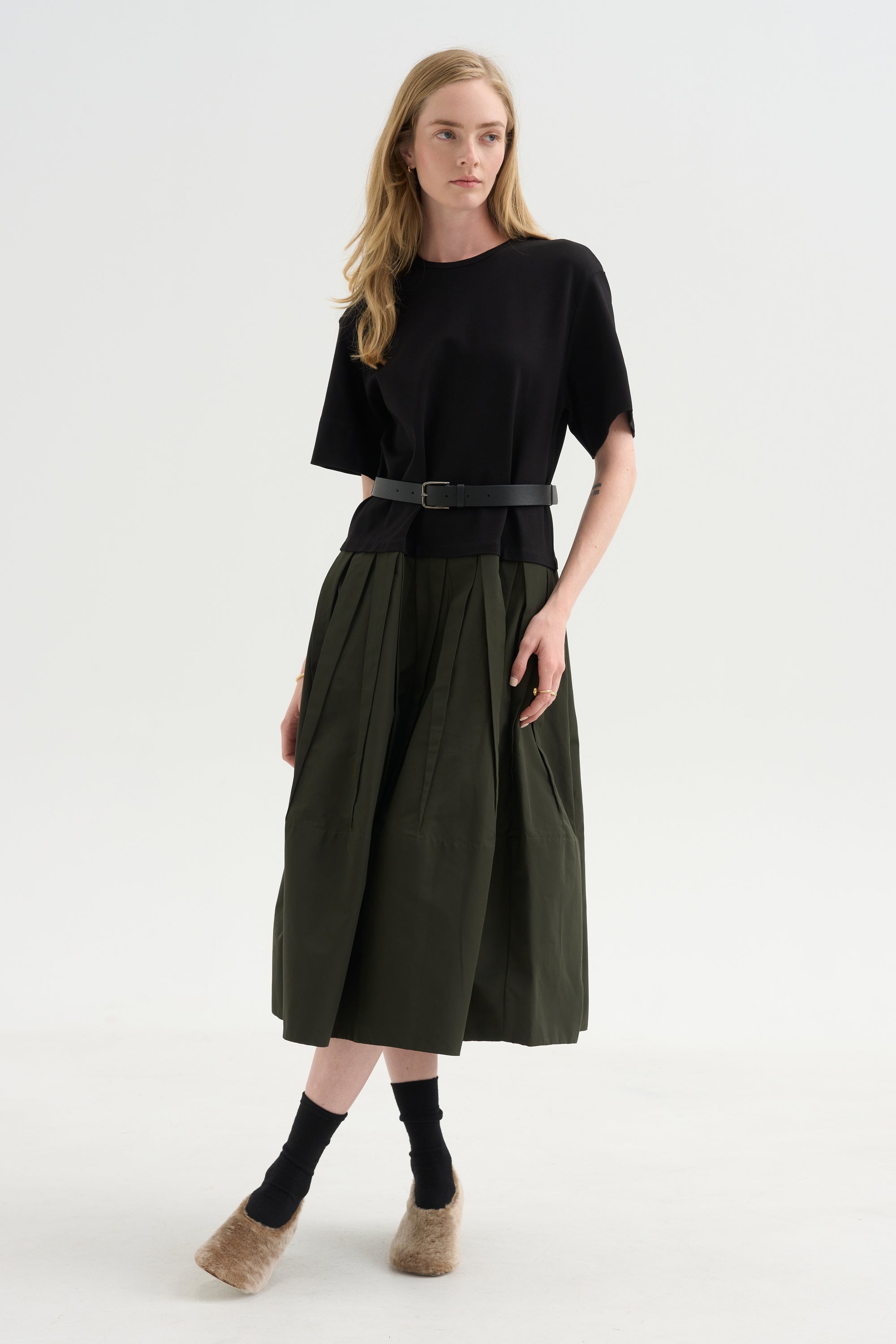 Drop-Waist Dress, Black Khaki
