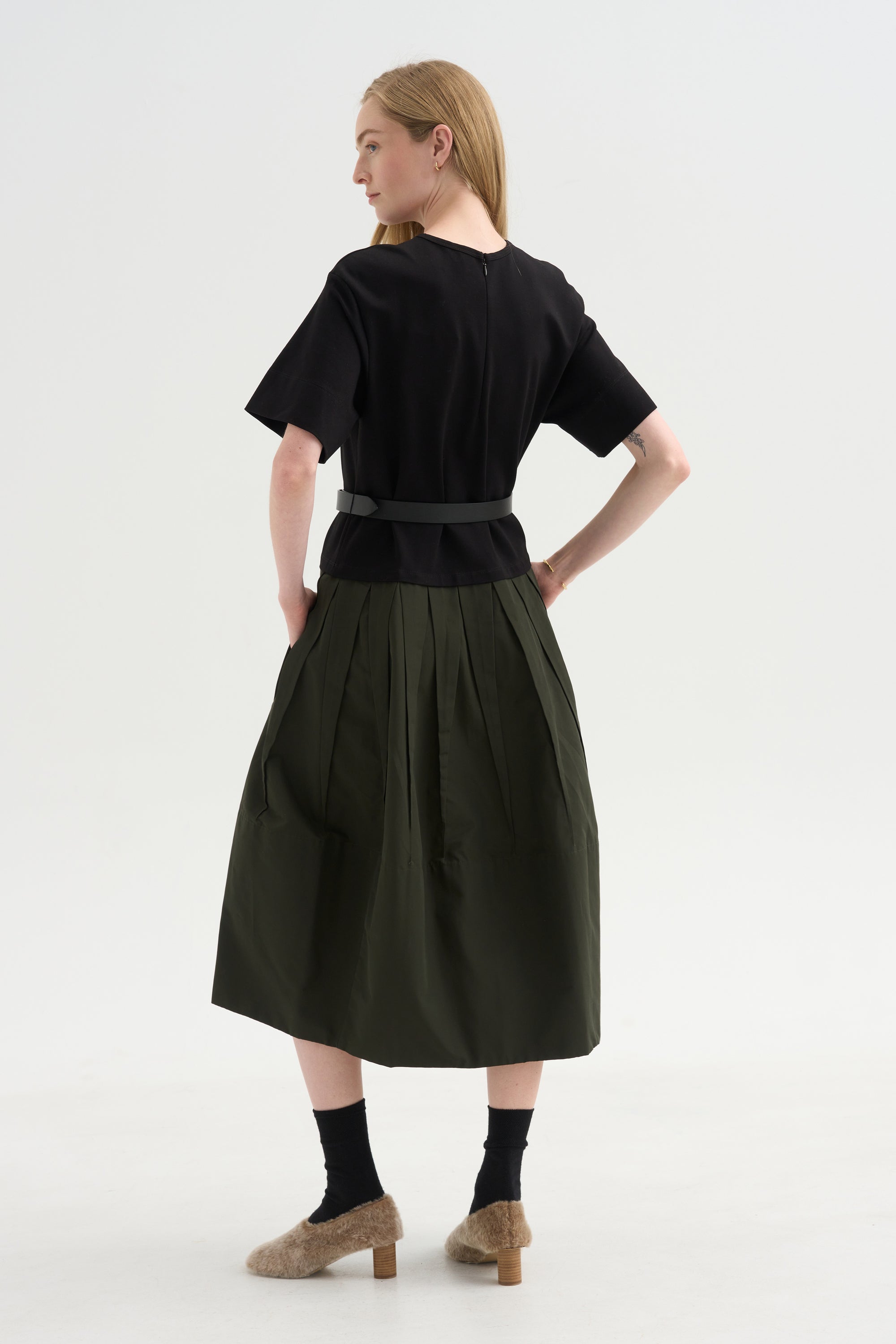 Drop-Waist Dress, Black Khaki