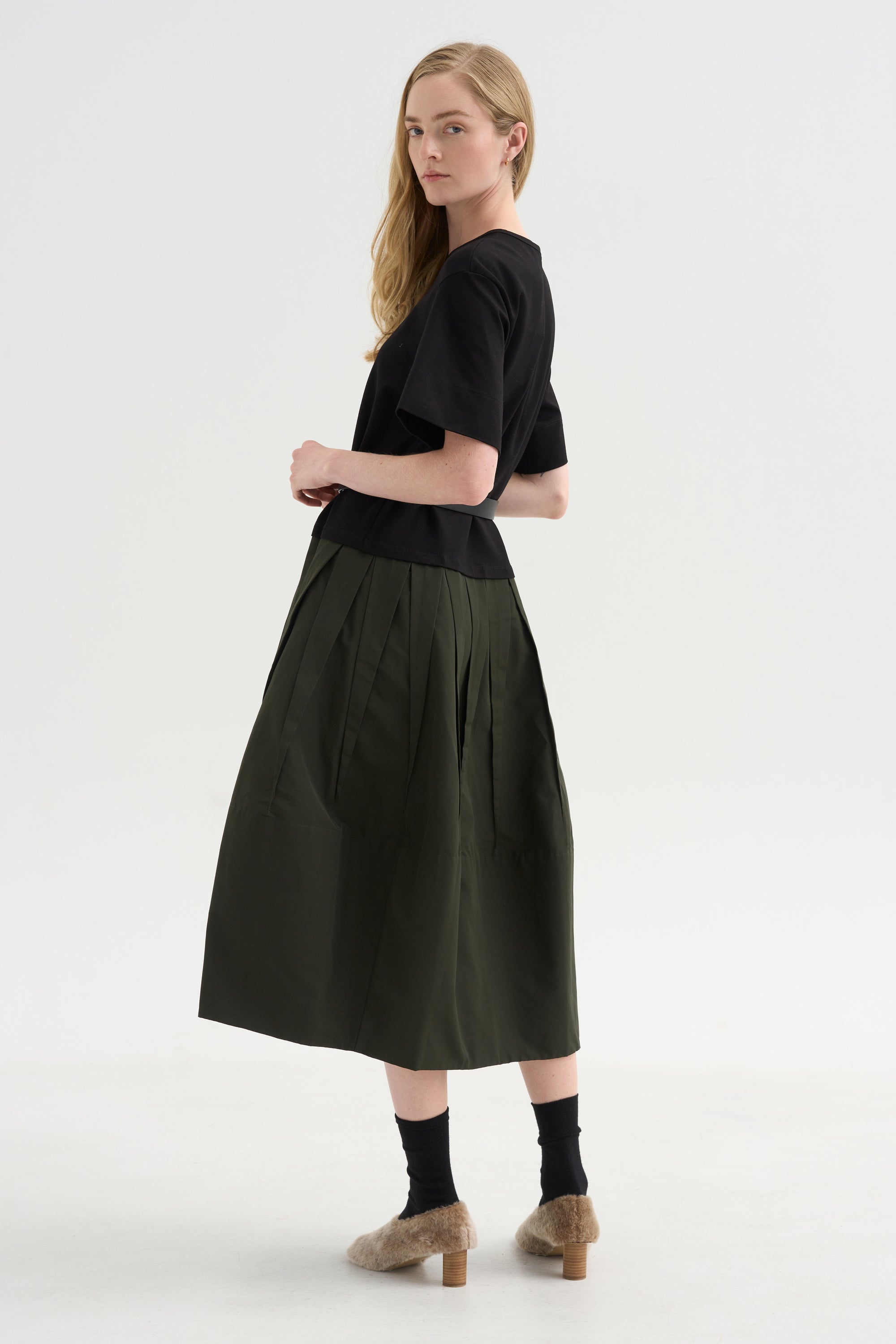 Drop-Waist Dress, Black Khaki