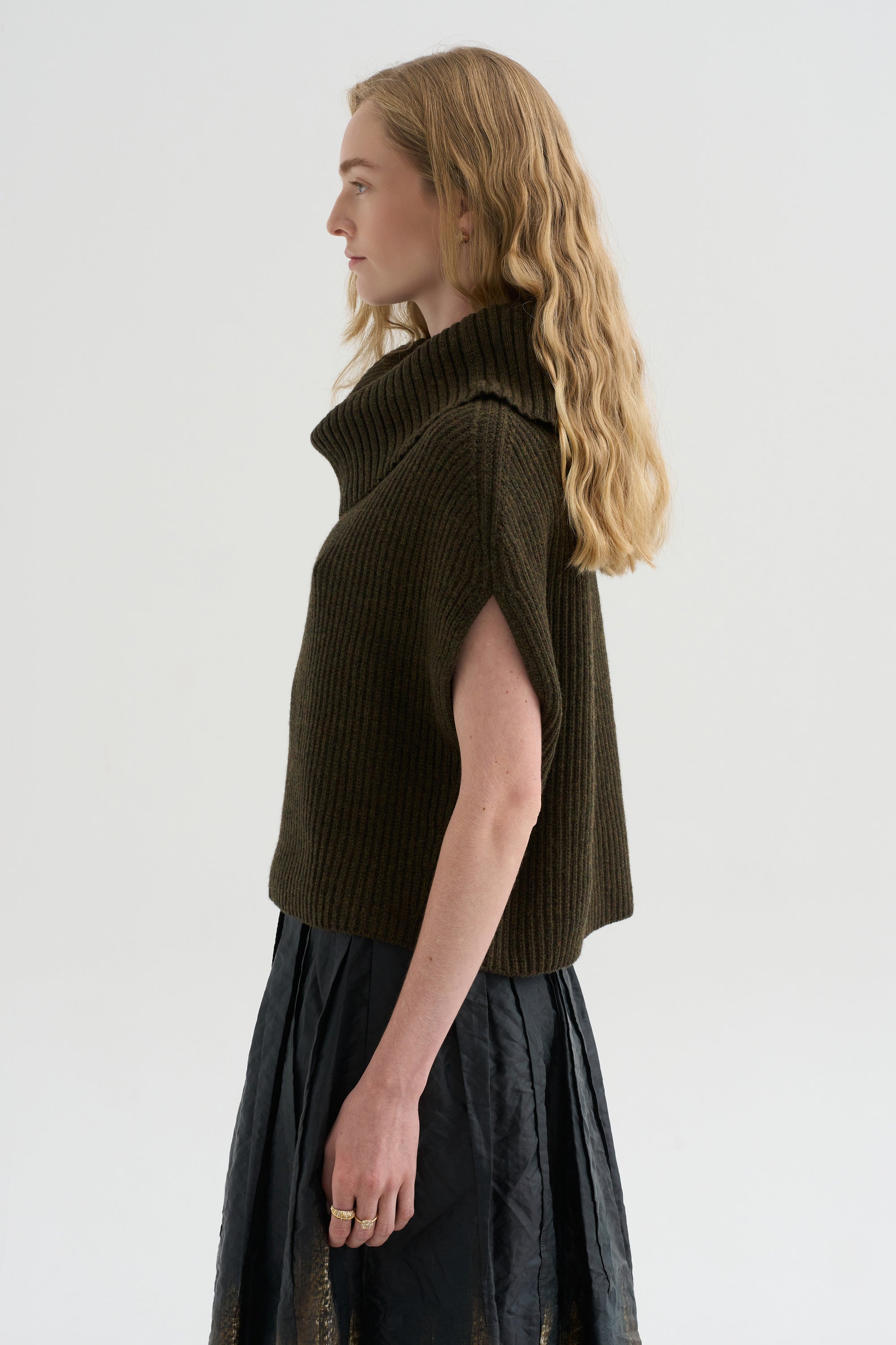 Oversized Turtleneck Sweater, Olive- Brown