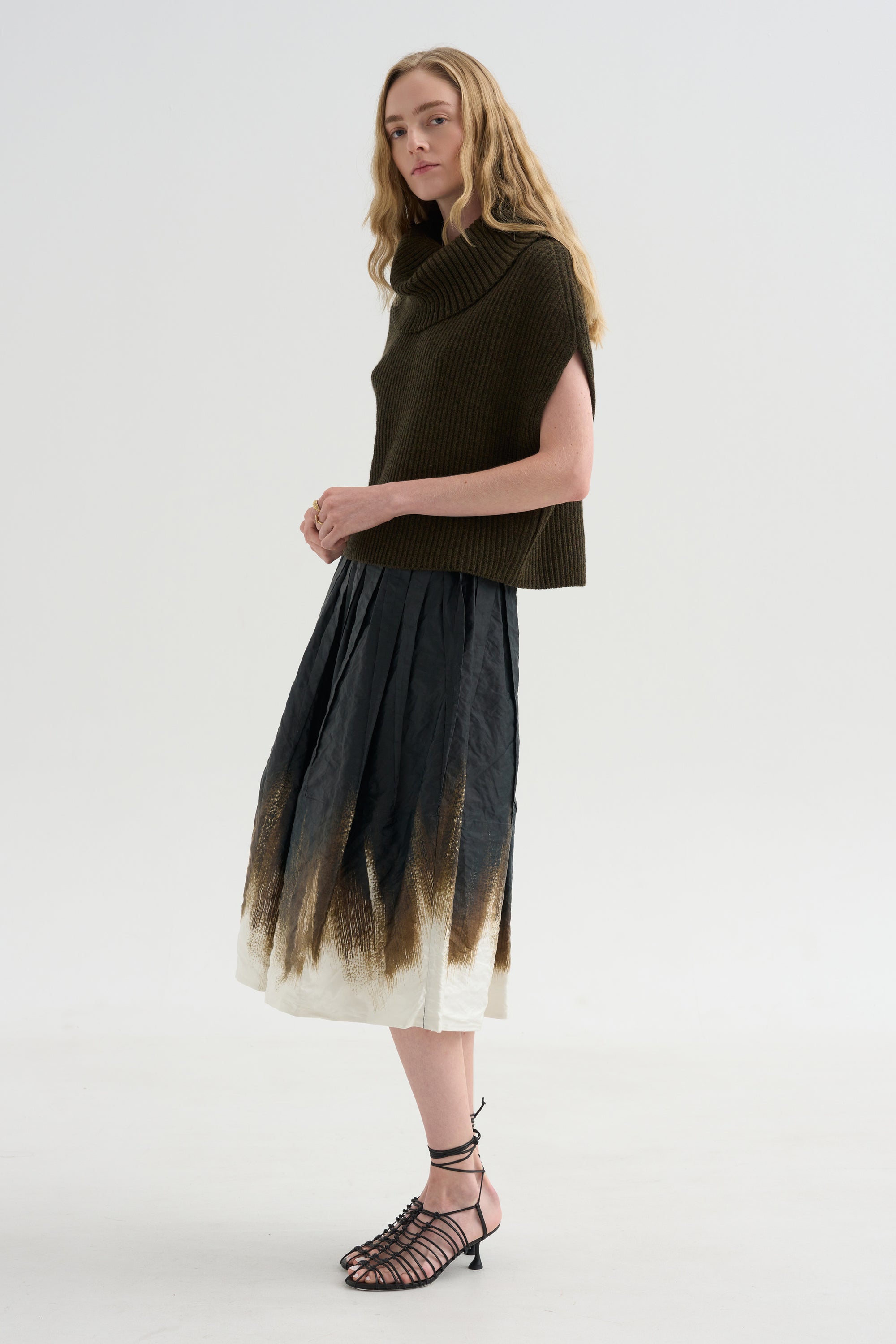 Oversized Turtleneck Sweater, Olive- Brown