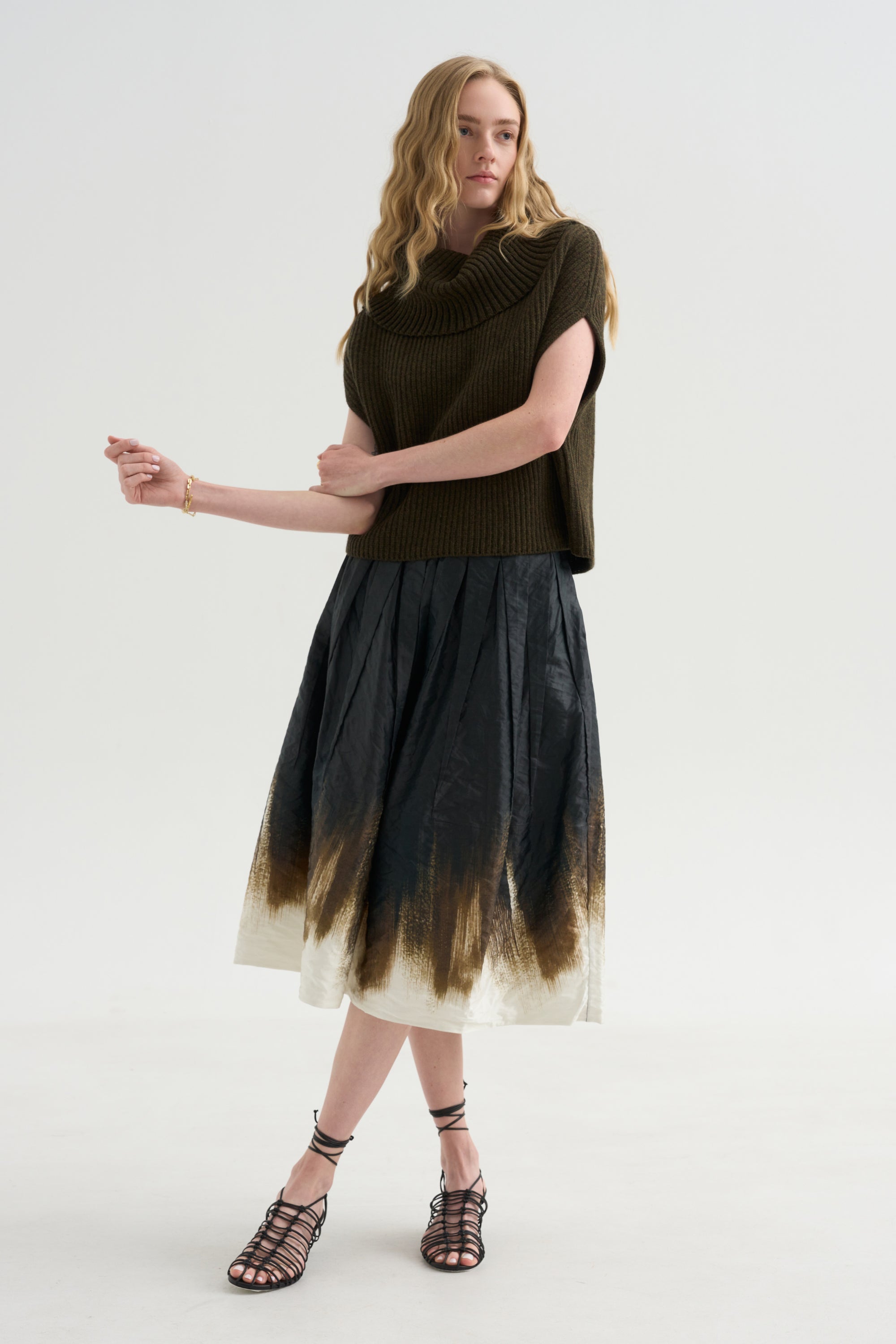 Oversized Turtleneck Sweater, Olive- Brown