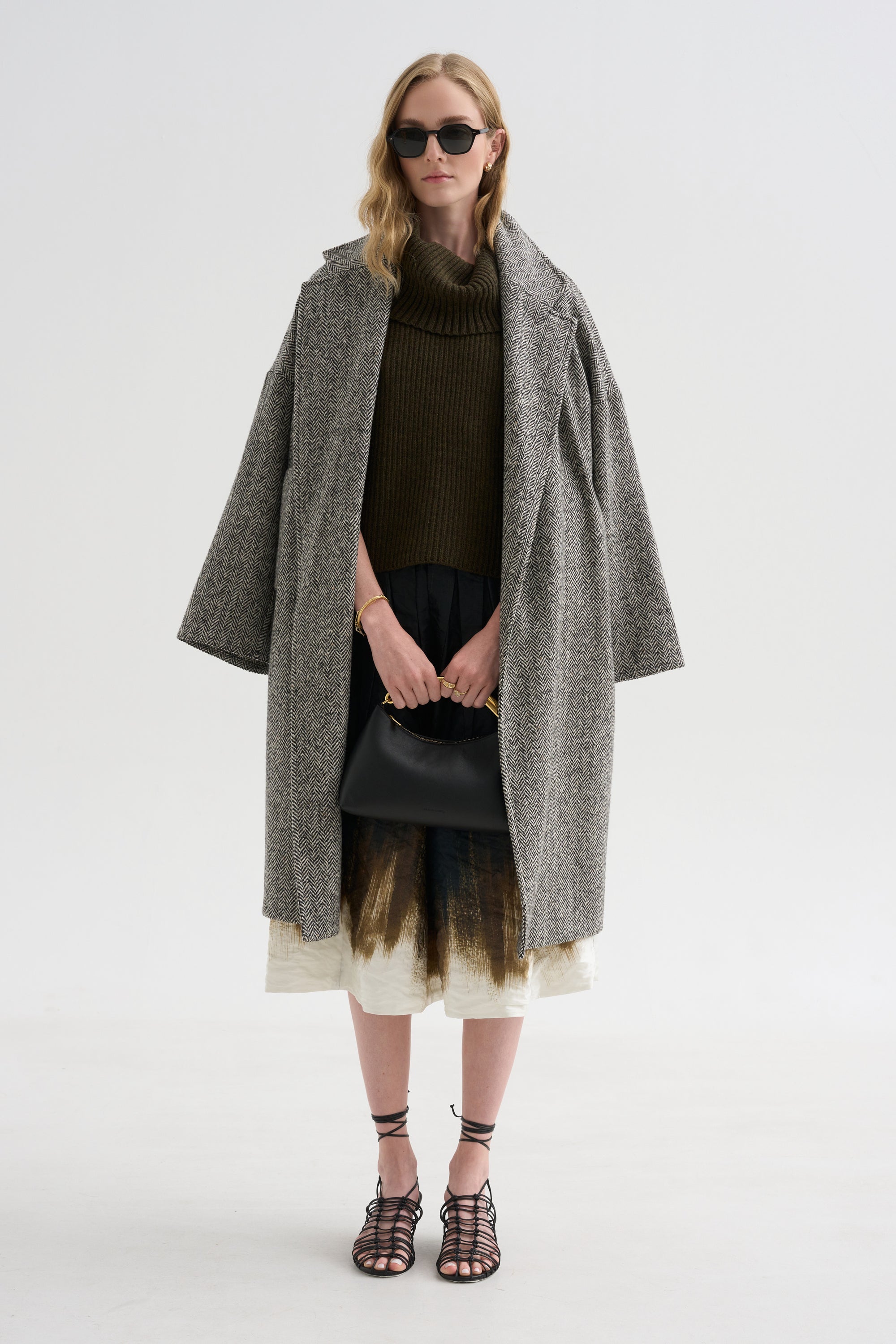 Oversized Turtleneck Sweater, Olive- Brown