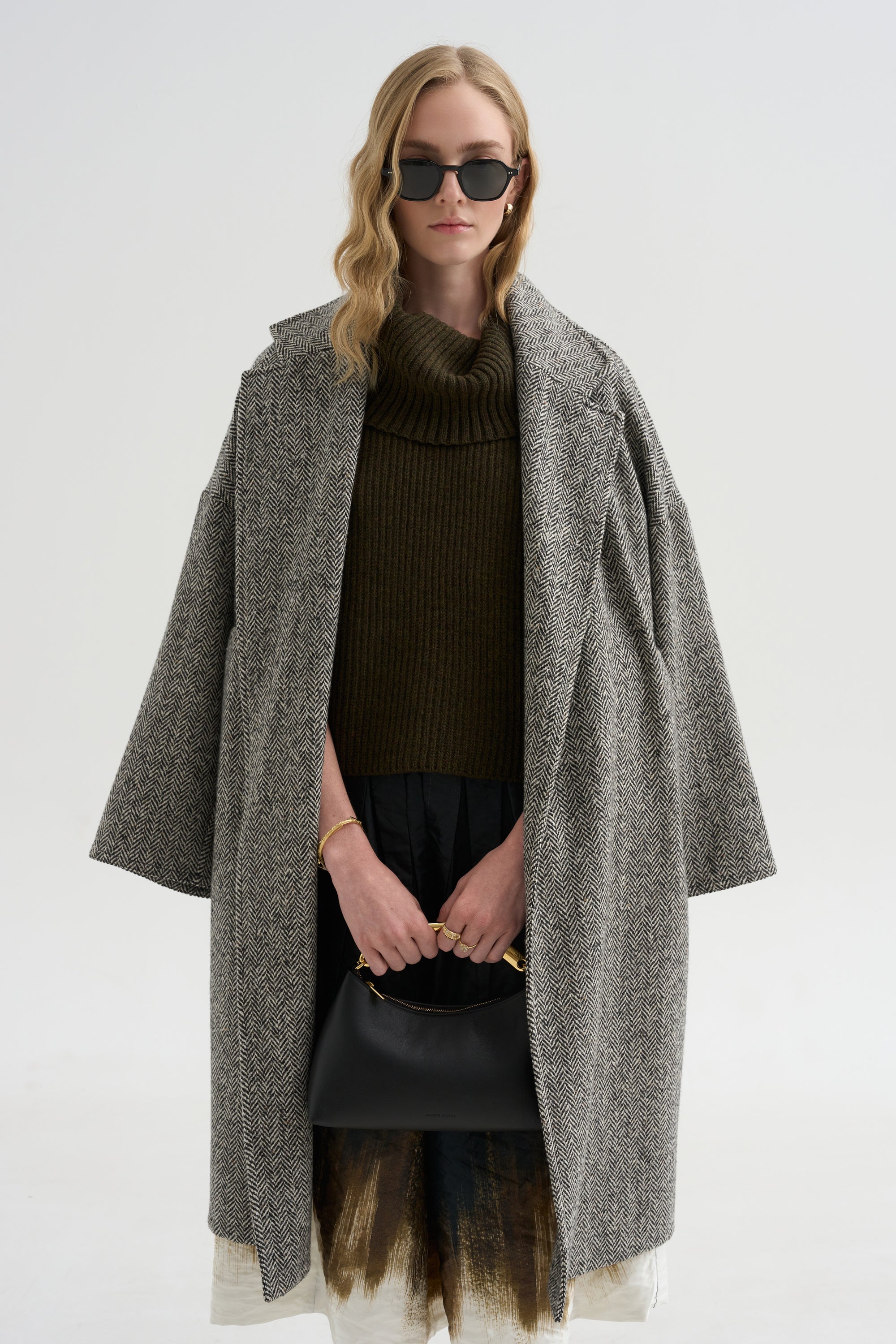 Oversized Turtleneck Sweater, Olive- Brown