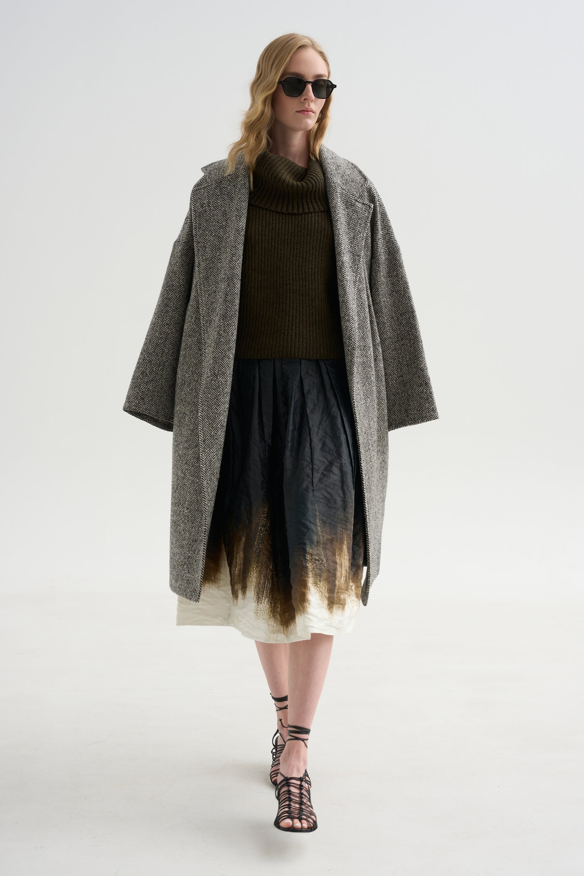 Oversized Turtleneck Sweater, Olive- Brown