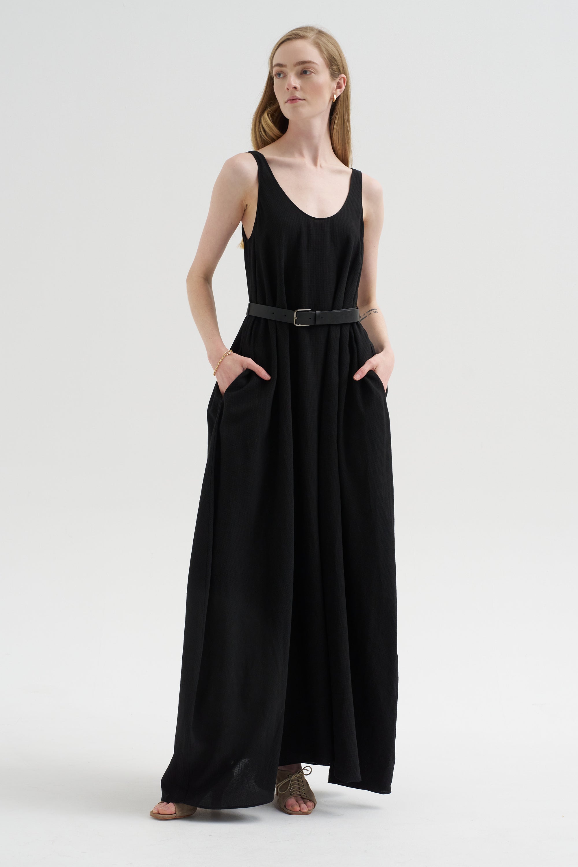 Scoop Neck Dress, Black