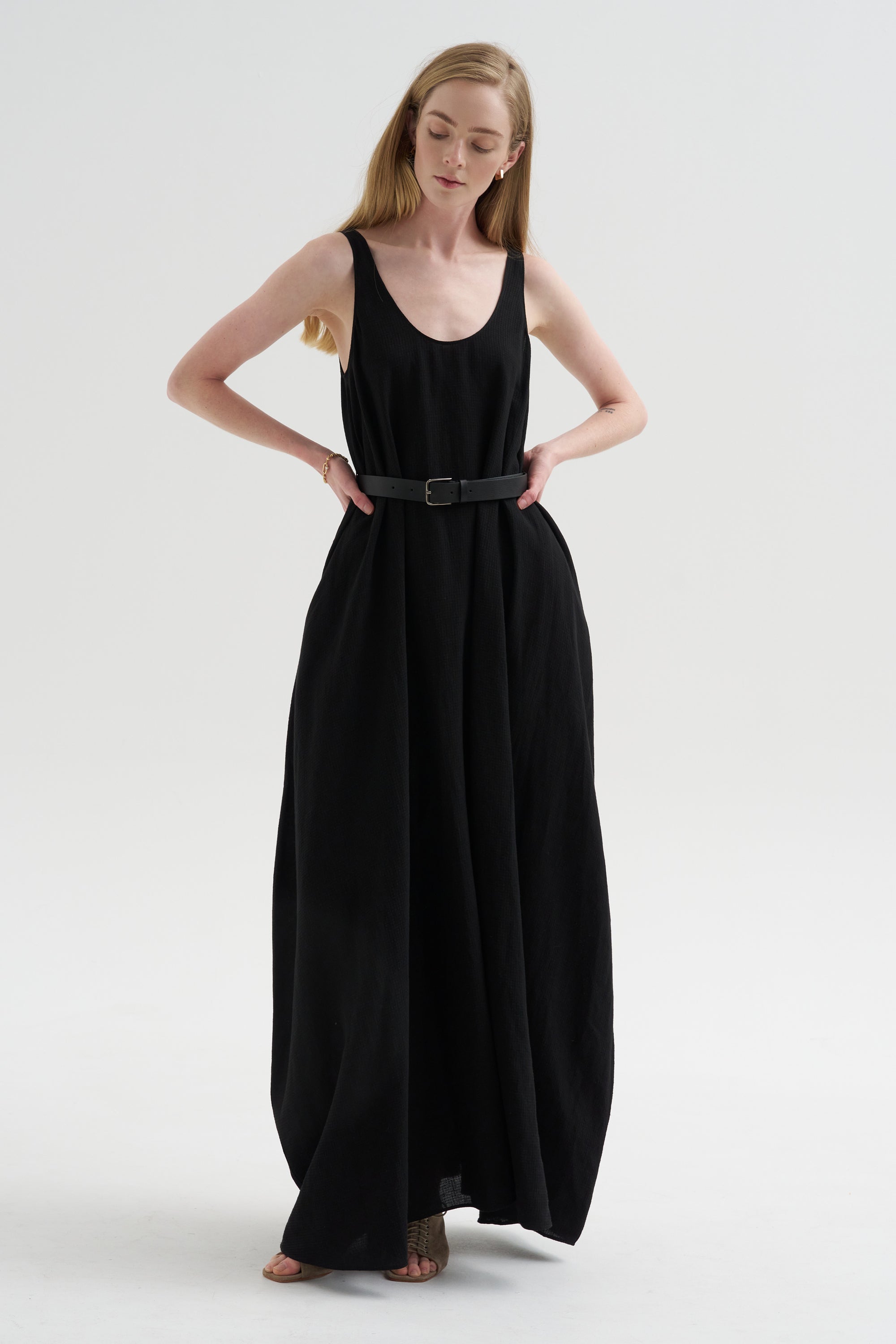 Scoop Neck Dress, Black