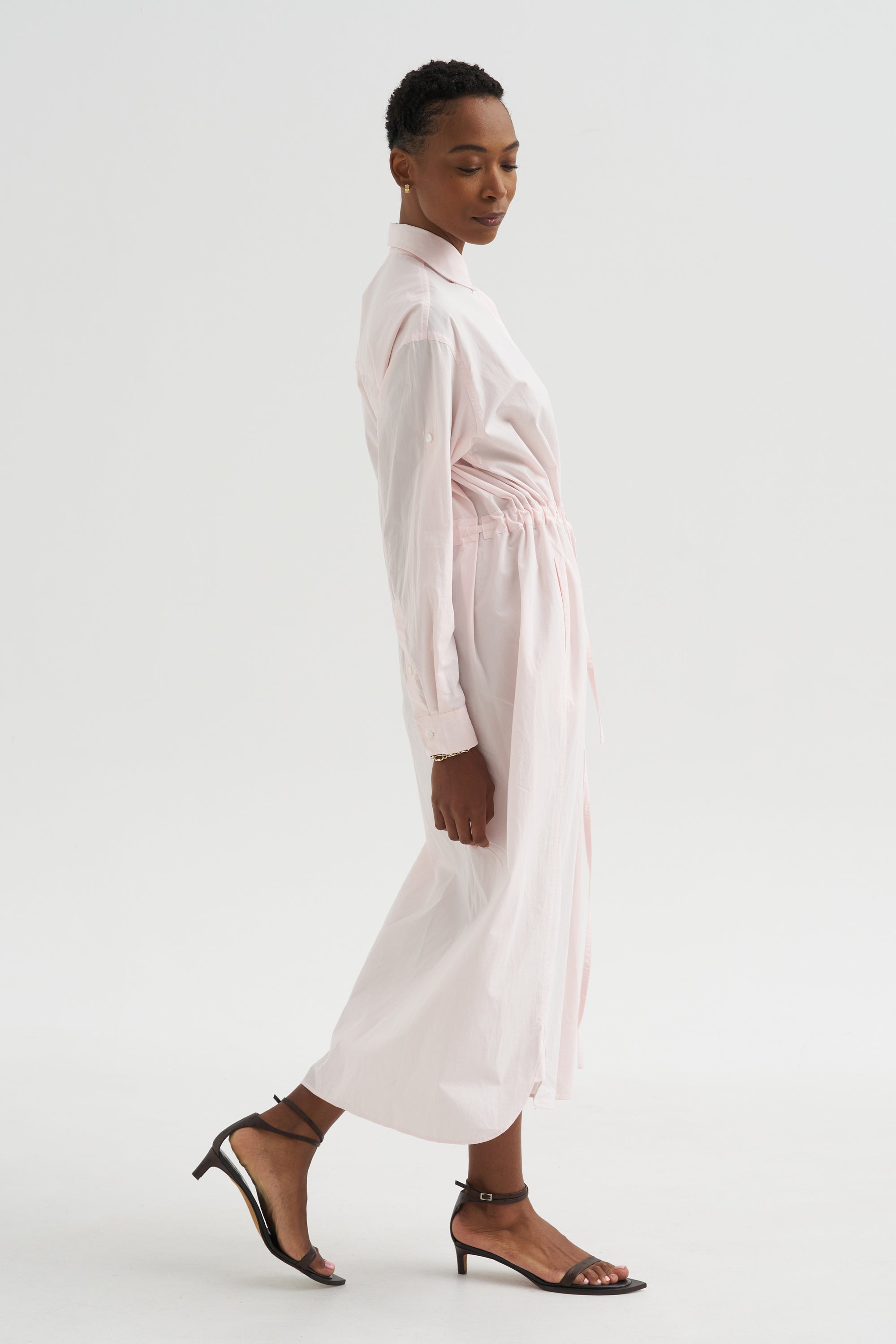 Drawstring Shirt Dress, Blush Pink
