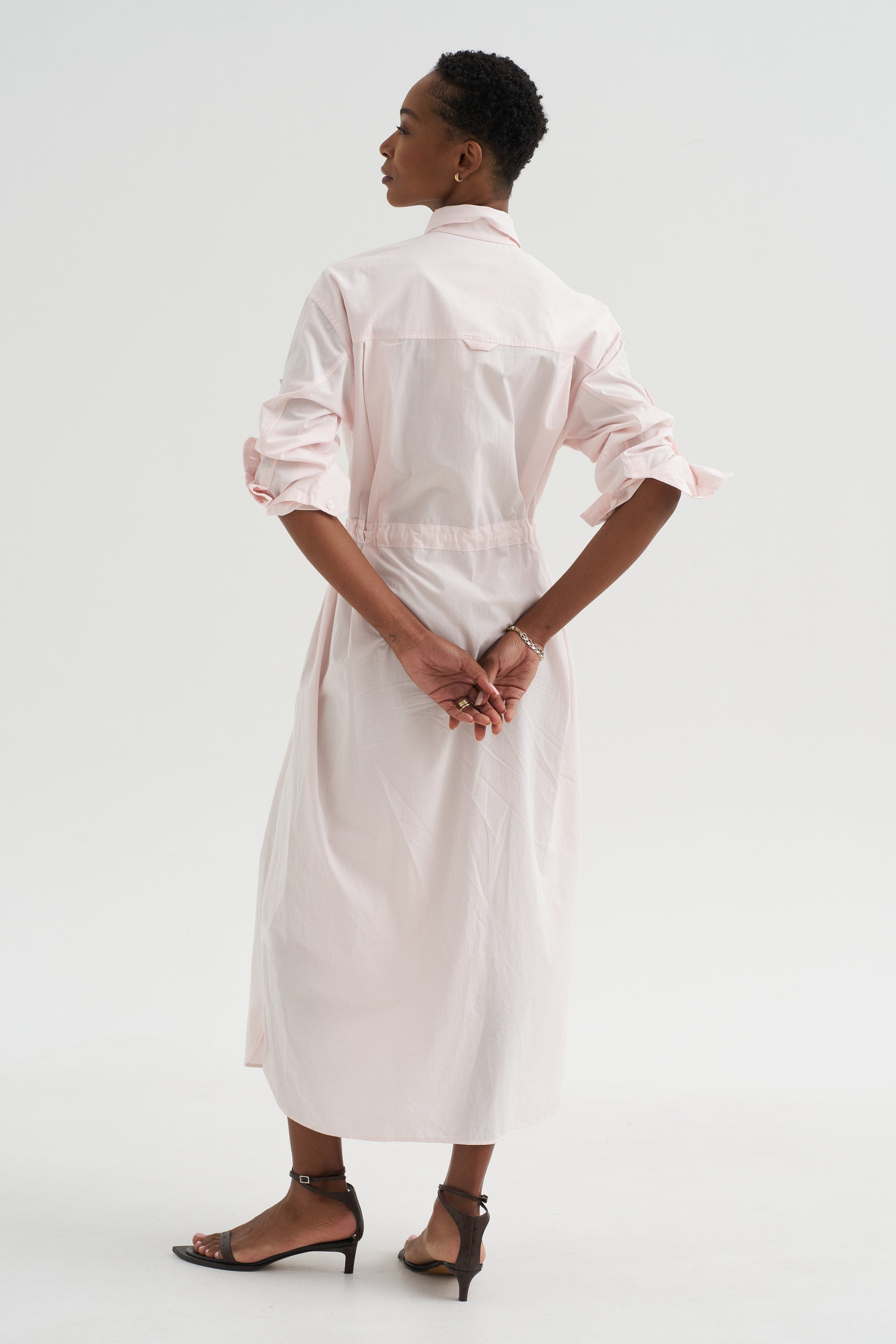 Drawstring Shirt Dress, Blush Pink