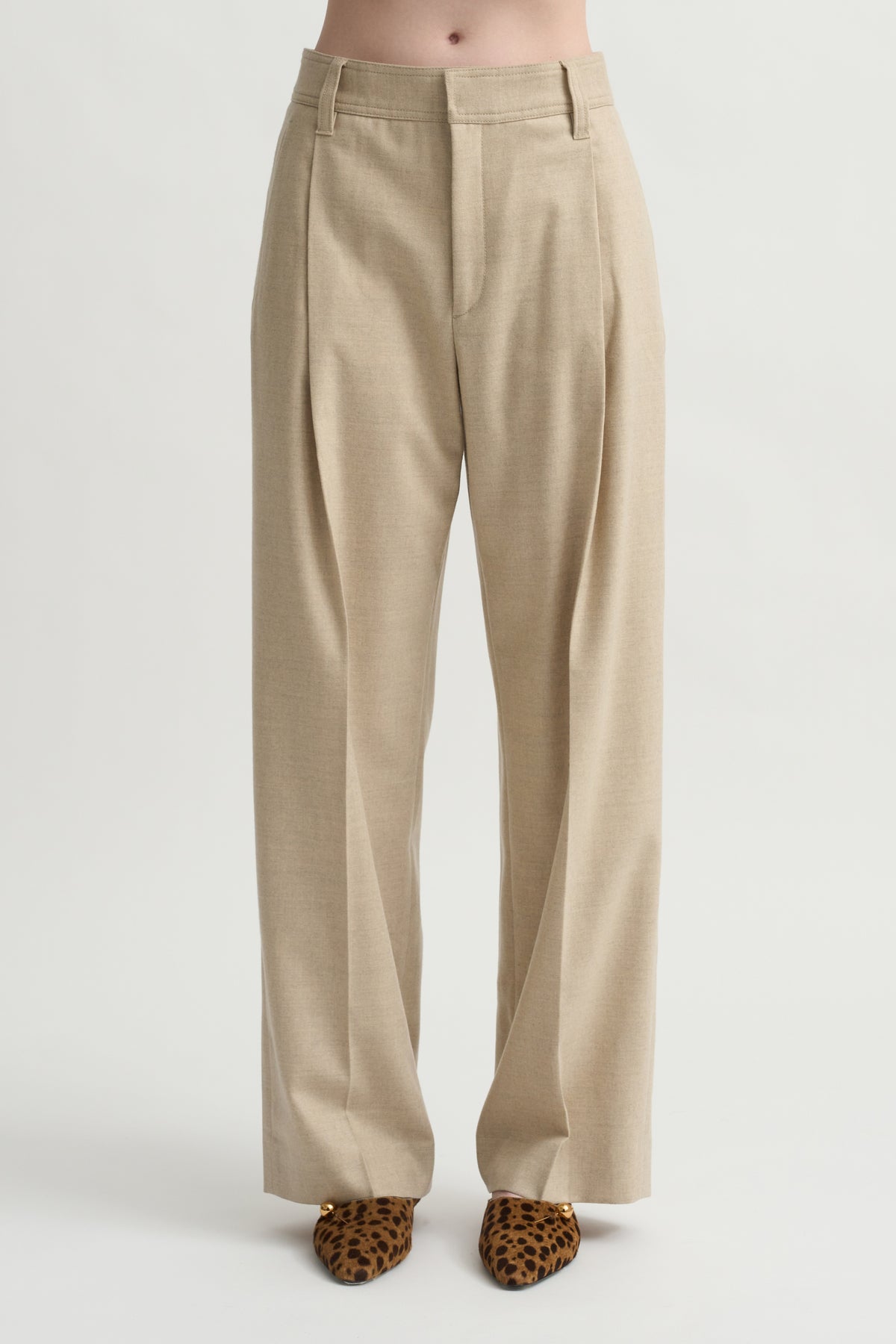 Single Pleat Front Trouser, Oatmeal