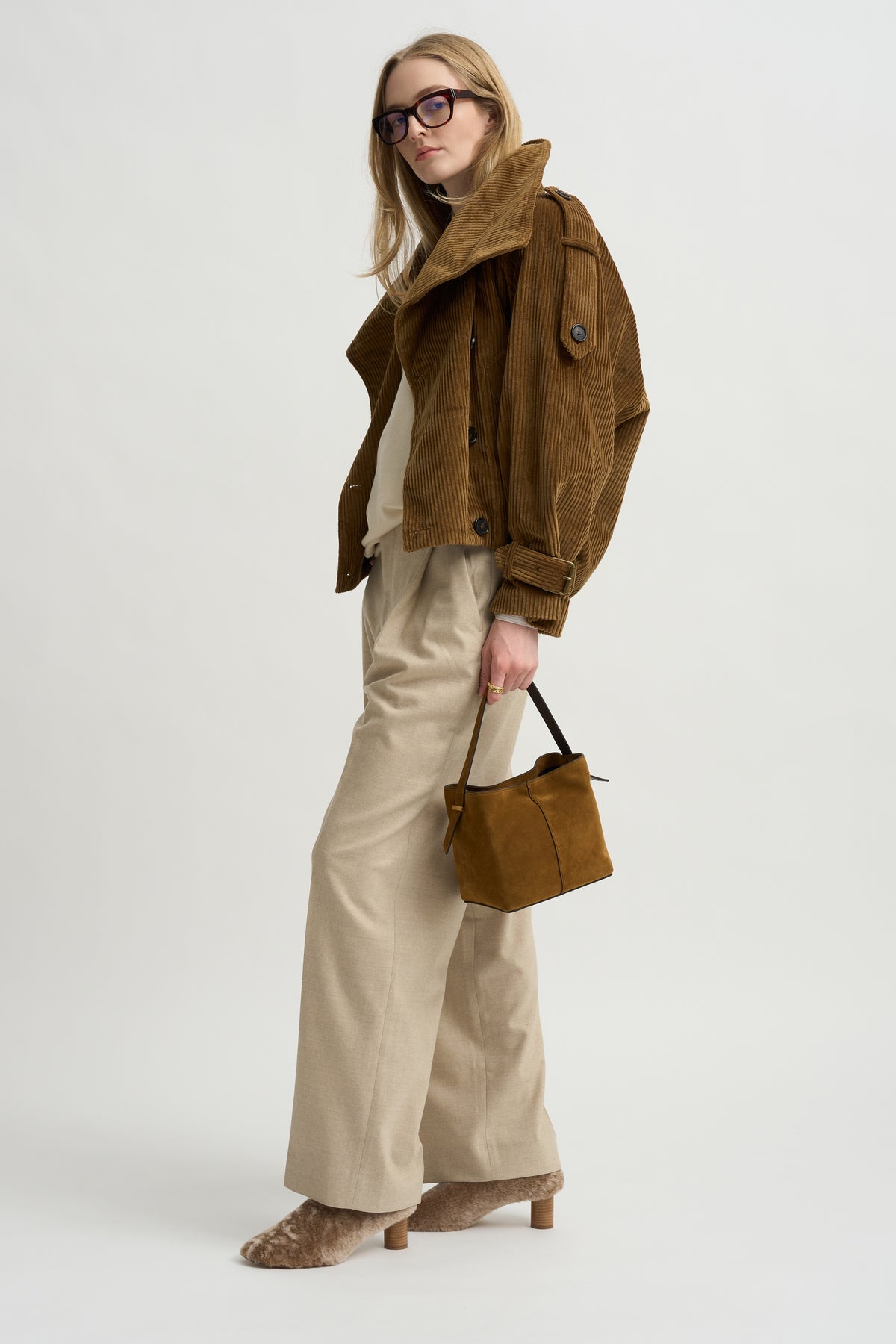 Single Pleat Front Trouser, Oatmeal