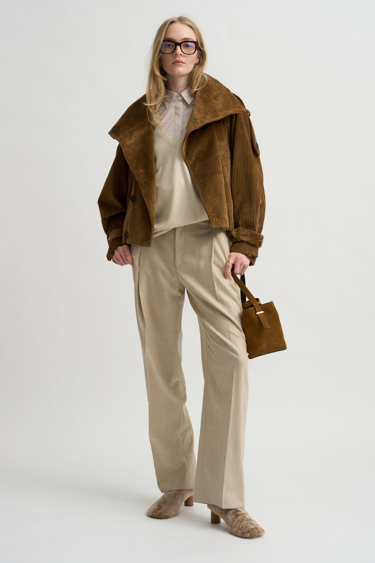 Single Pleat Front Trouser, Oatmeal