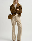 Single Pleat Front Trouser, Oatmeal