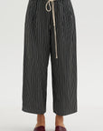 Balloon Drawstring Trouser, Black Stripe