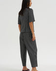 Balloon Drawstring Trouser, Black Stripe