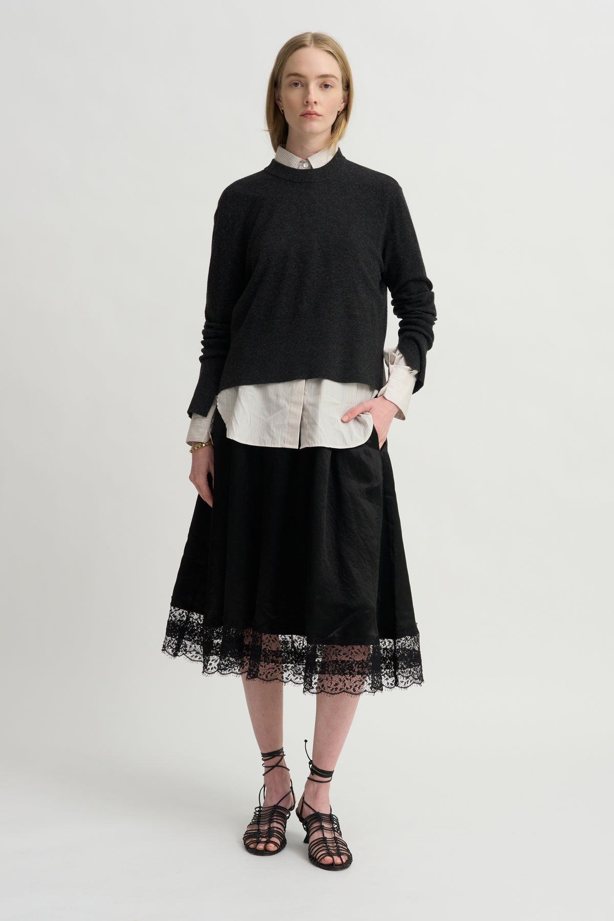 Gathered Skirt, Black