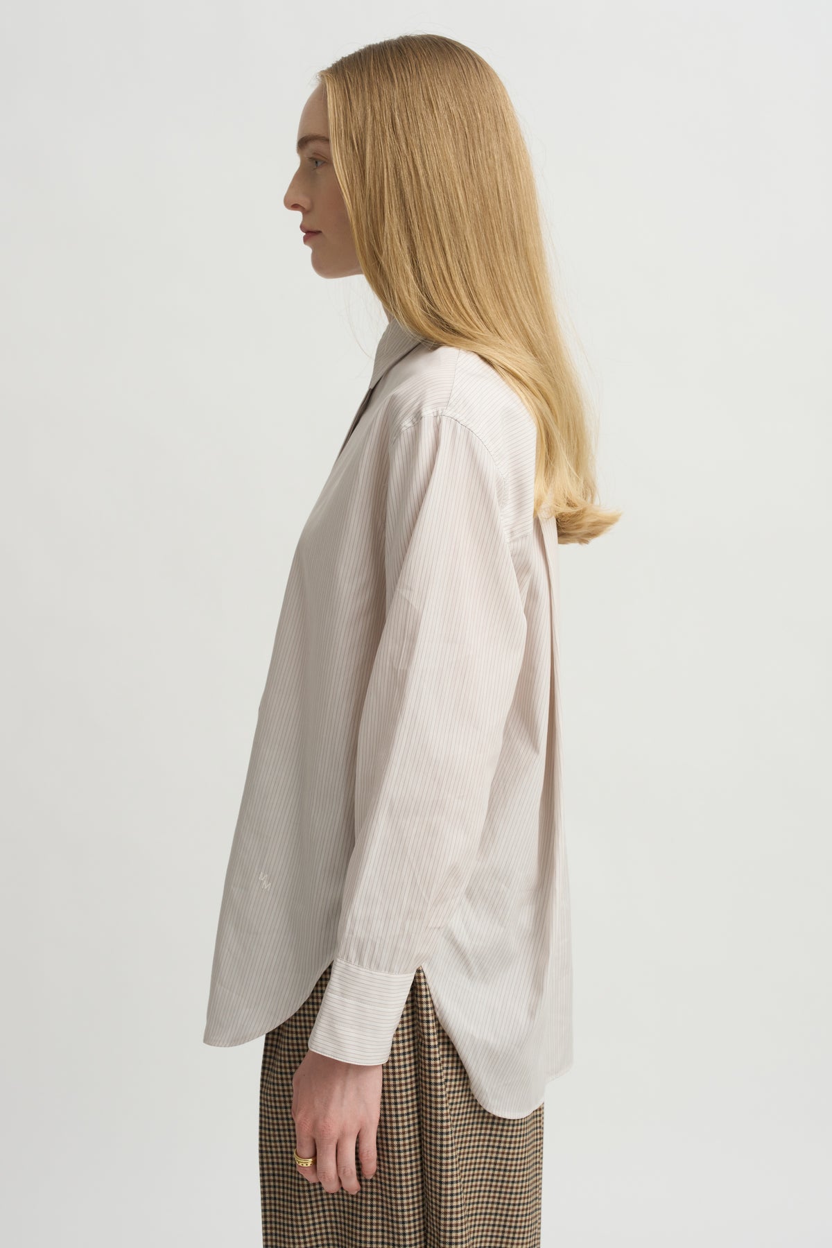 Covered Placket Tunic Shirt, Smoke Stripe