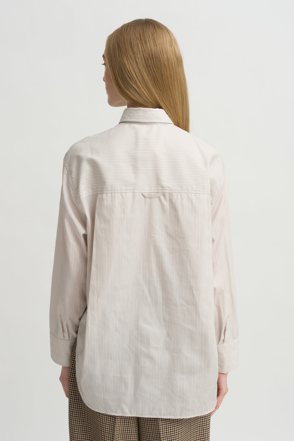 Covered Placket Tunic Shirt, Smoke Stripe
