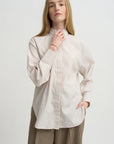 Covered Placket Tunic Shirt, Smoke Stripe