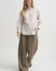 Covered Placket Tunic Shirt, Smoke Stripe