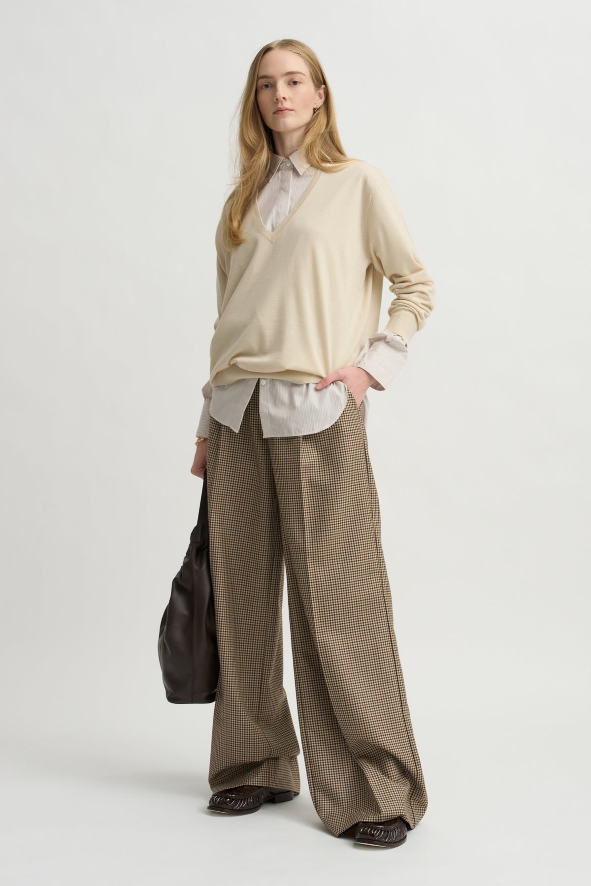 Covered Placket Tunic Shirt, Smoke Stripe