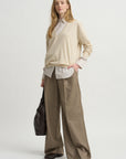 Covered Placket Tunic Shirt, Smoke Stripe