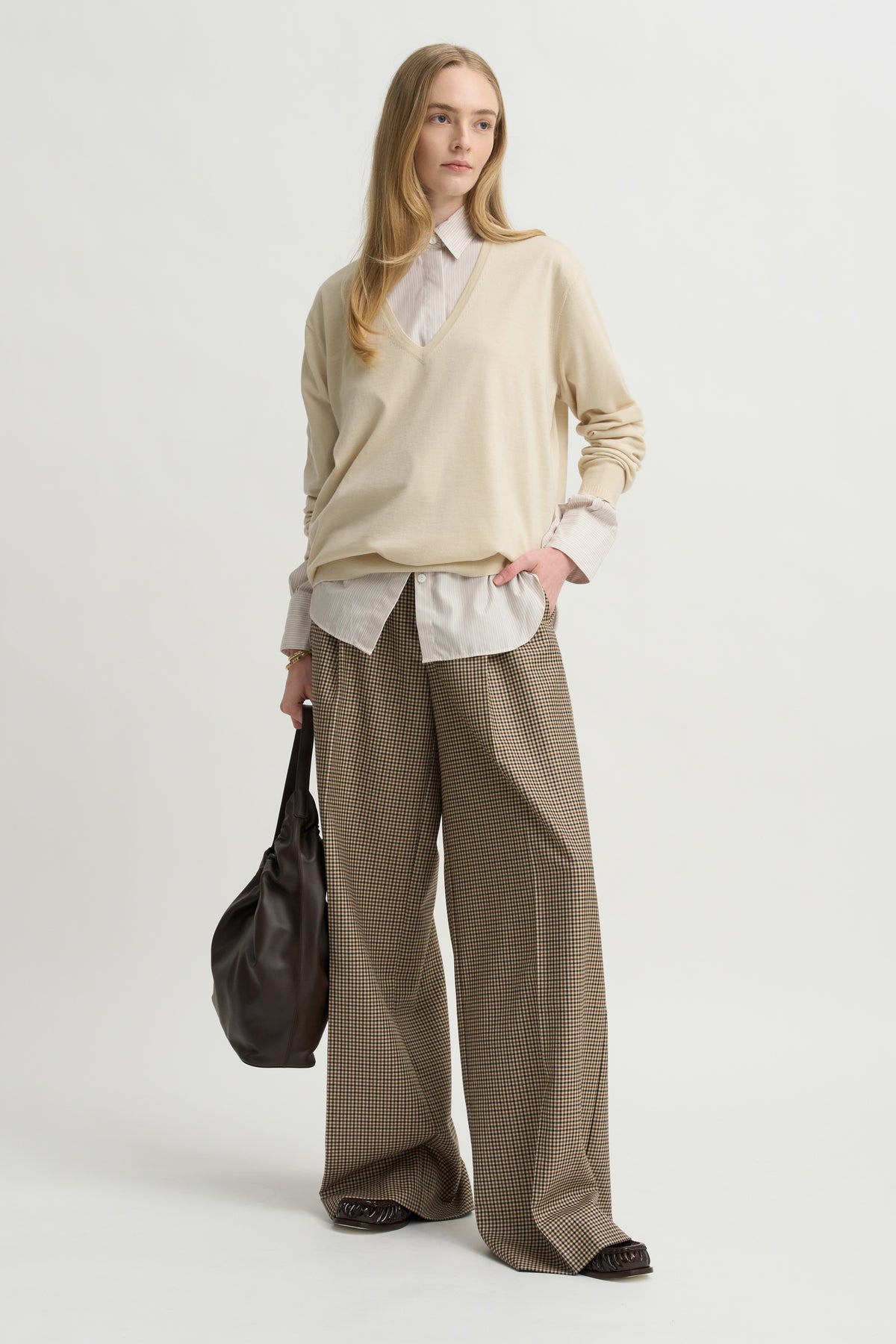 Covered Placket Tunic Shirt, Smoke Stripe