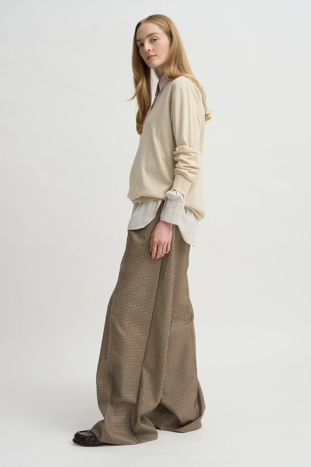 Covered Placket Tunic Shirt, Smoke Stripe
