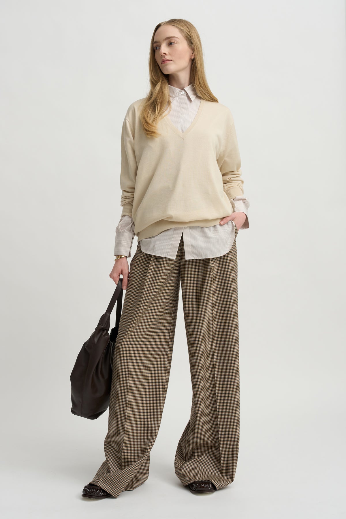 Covered Placket Tunic Shirt, Smoke Stripe