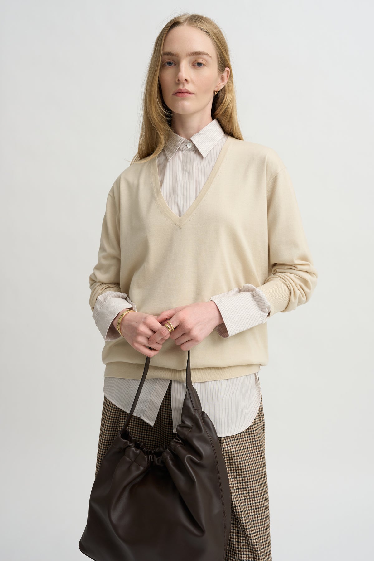 Covered Placket Tunic Shirt, Smoke Stripe