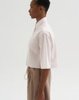 Cropped Short Sleeve Shirt, Blush Pink