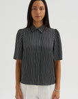 Bell Sleeve Blouse, Black Stripe